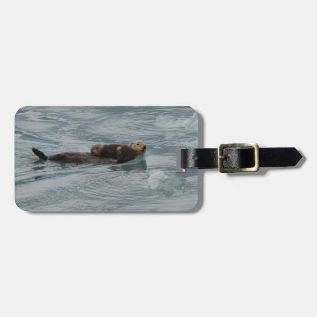 Étiquette À Bagage loutre et bébé de mer (Devant horizontal)