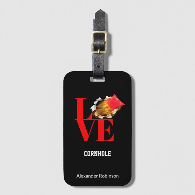 Étiquette À Bagage Love Cornhole Sports personnalisés    (Devant Vertical)