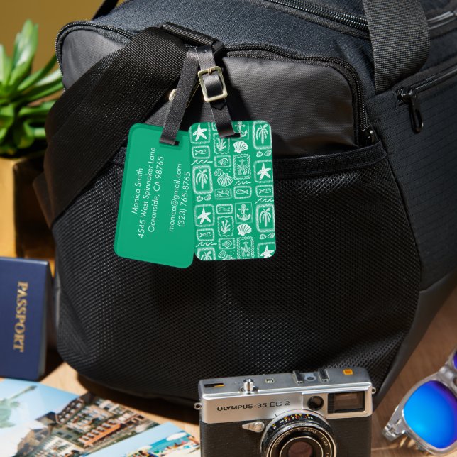 Étiquette À Bagage Love Notes from the Sea Seashell Ocean Beach  (Recto & Verso)