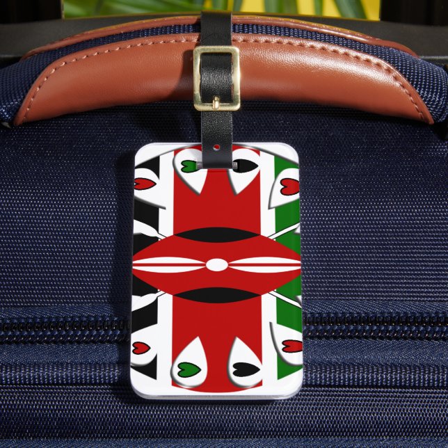 Étiquette À Bagage Lovely Hearts Kenya : Drapeau Art Motif (Insitu Rectoal 2)