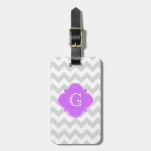 Étiquette À Bagage Lt Grey What Chevron Lilac Quatrefoil Monogramme