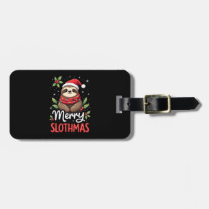 Étiquette À Bagage Lumières de Noël drôles de paresseux Joyeux Slothm