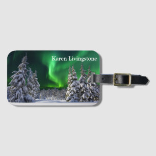 Étiquette À Bagage lumières du nord en hiver  