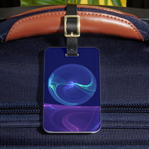 Étiquette À Bagage Lumineuse Bleu Violet Rêve Abstrait Fractal Art