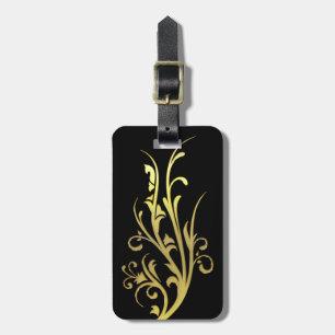 Étiquette À Bagage Luxe Abstrait Fleur en Or Faux