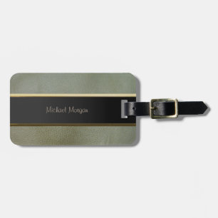 Étiquette À Bagage Luxe Élégant, Aspect Cuir