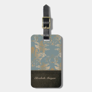 Étiquette À Bagage Luxe élégant, Look Leathe, Damas Vintage