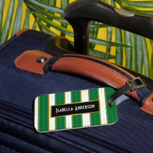Étiquette À Bagage Luxe Linge Moderne Green Gold Texture Collection
