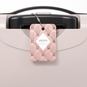 Étiquette À Bagage Luxueux Monogramme doré Rose