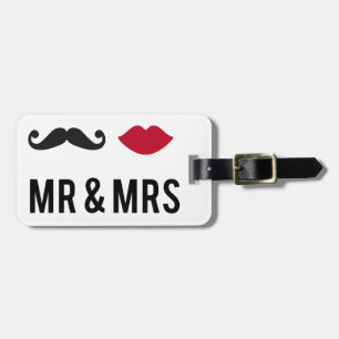 Étiquette À Bagage m. et mme avec moustache et lèvres rouges
