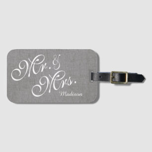 Étiquette À Bagage M. et Mme faits sur commande de toile Wedding de