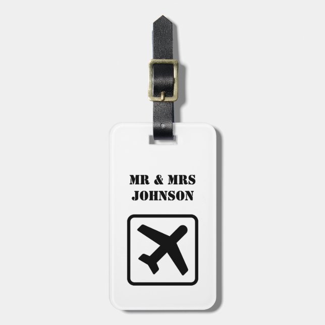 Étiquette À Bagage M. et Mme faits sur commande étiquettes de bagage (Devant Vertical)