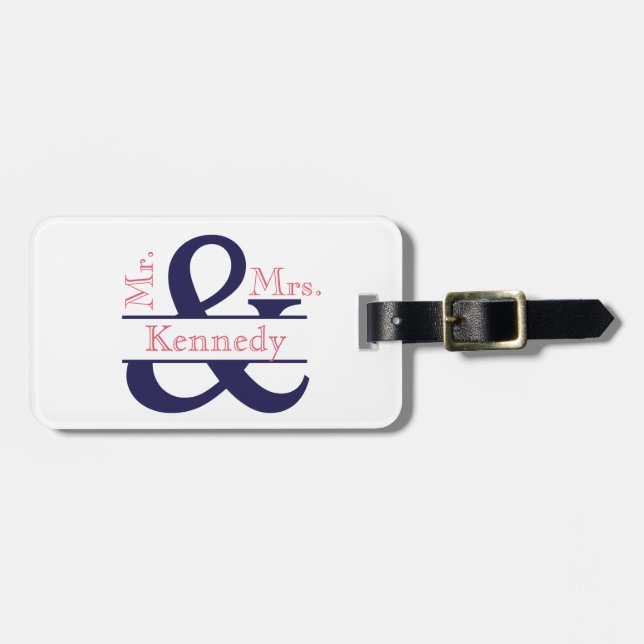 Étiquette À Bagage M. et Mme personnalisés Newly Weds Monogram (Devant horizontal)