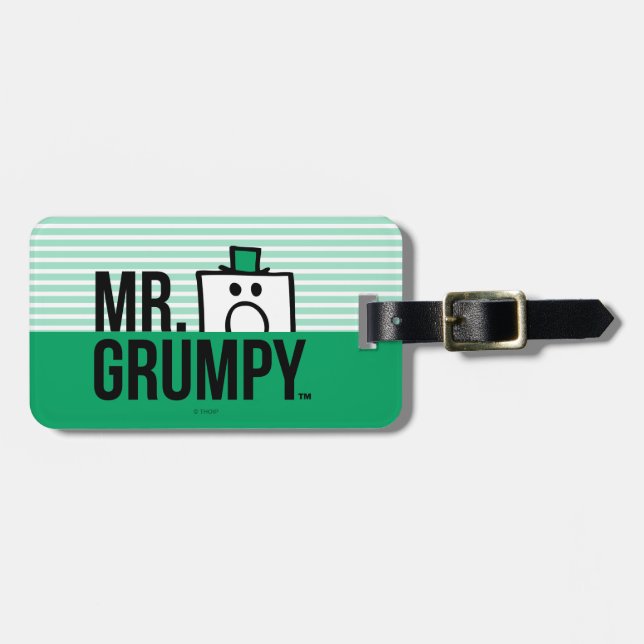 Étiquette À Bagage M. Grumpy | Tête de regard sur le nom (Devant horizontal)