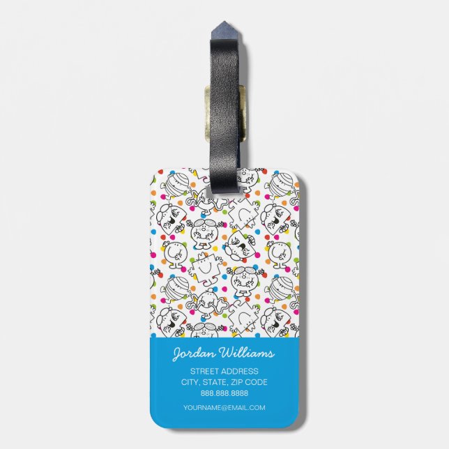 Étiquette À Bagage M. Men & Little Miss | Motif Pois arc-en-ciel (Dos Vertical)