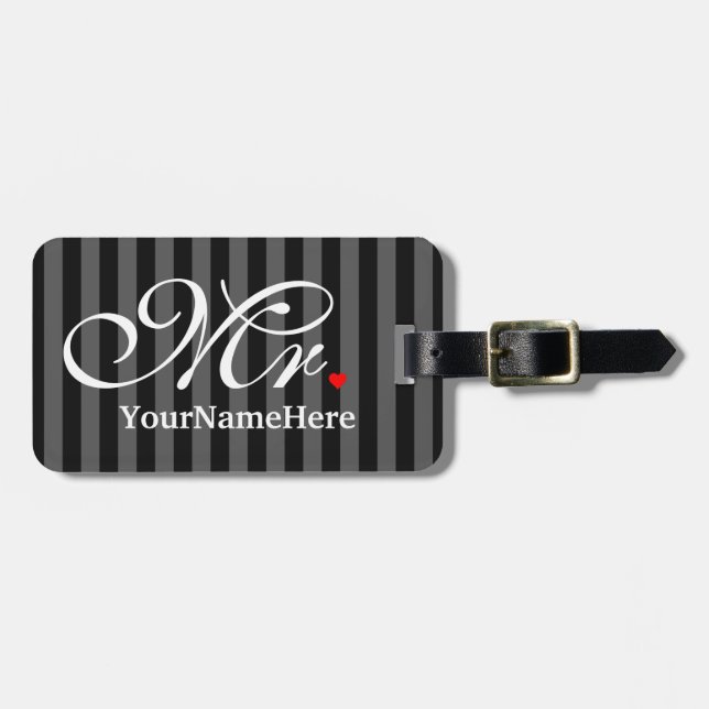 Étiquette À Bagage M. personnalisé Husband Groom His Hers l'épouse (Devant horizontal)