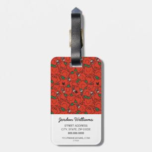 Étiquette À Bagage M. Strong   Haltères motif rouge et vert