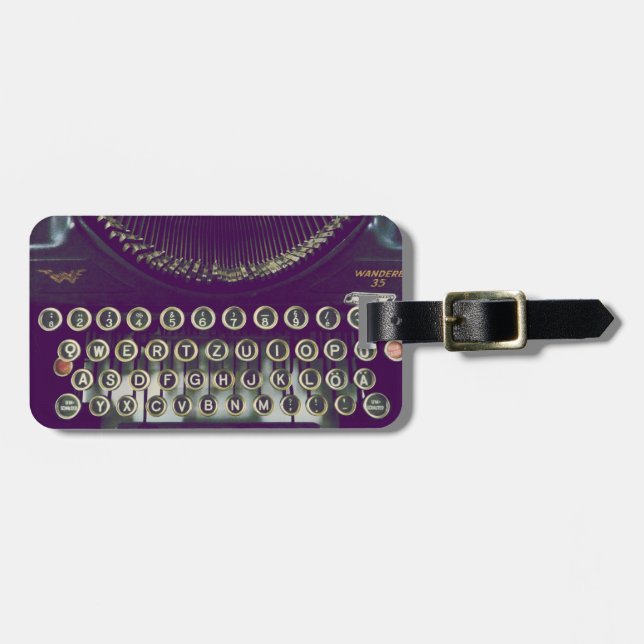 Étiquette À Bagage Machine à écrire démodée (Devant horizontal)