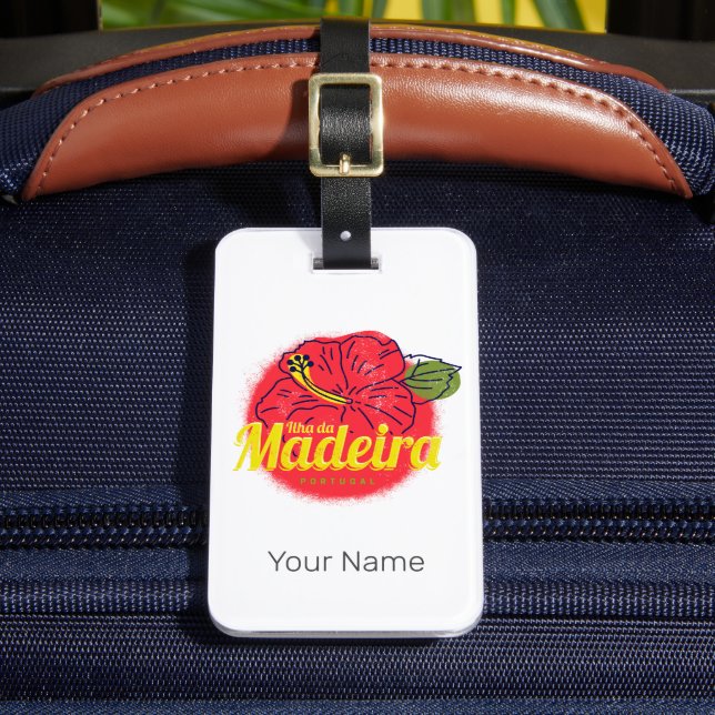 Étiquette À Bagage Madeira Hibiscus Flower Island Portugal Souvenir (Insitu Rectoal 2)