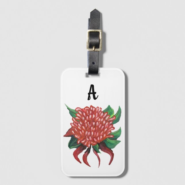 Étiquette À Bagage Main de fleurs dessinée Waratah (Devant Vertical)