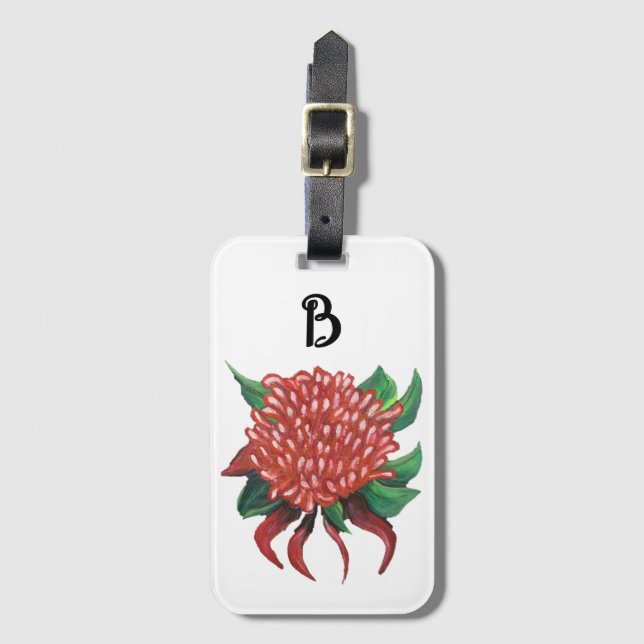 Étiquette À Bagage Main de fleurs dessinée Waratah (Devant Vertical)