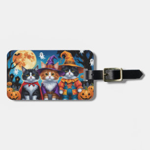 Étiquette À Bagage Maine Coon Chats Citrouille Halloween Funny