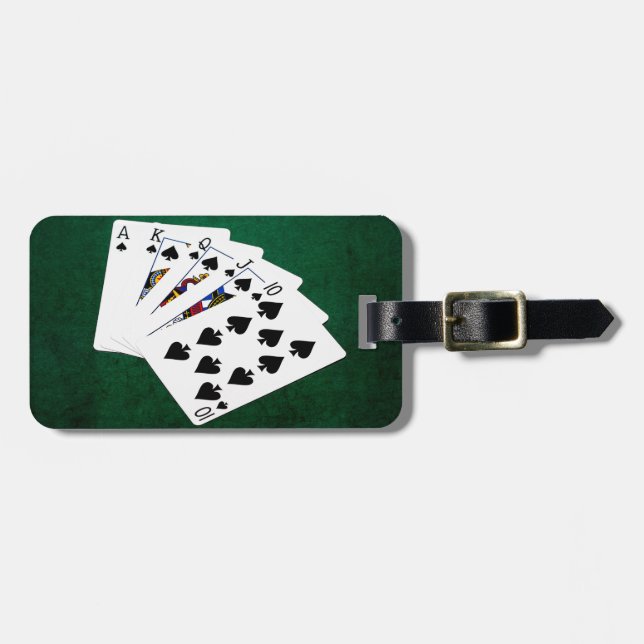 Étiquette À Bagage Mains de poker - Brosse royale - Costume de pique (Devant horizontal)