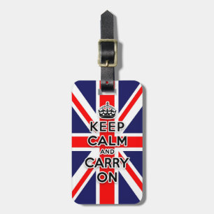 Étiquette À Bagage maintenez calme et continuez le drapeau d'Union