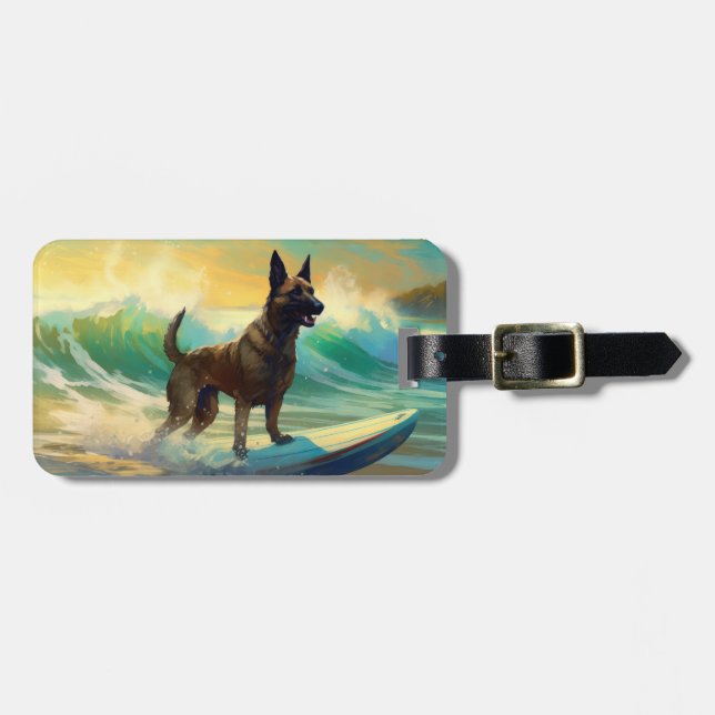 Étiquette À Bagage Malinoi Beach Surf Peinture belge (Devant horizontal)