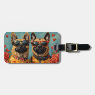 Étiquette À Bagage Malinoi belge avec coeur Roses Saint Valentin
