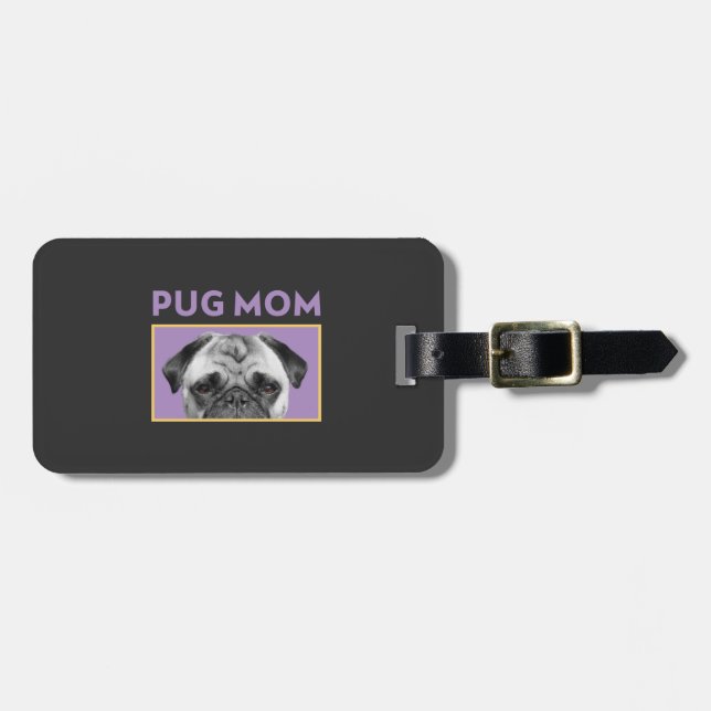 Étiquette À Bagage Maman de Pug (Devant horizontal)