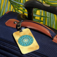 Mandala bleu or sur fond or doux