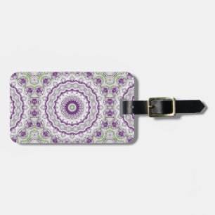 Étiquette À Bagage Mandala Médaillon en Violet et Vert