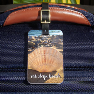 Étiquette À Bagage Manger Sleep Beach Citer Seashell Script photo Mod