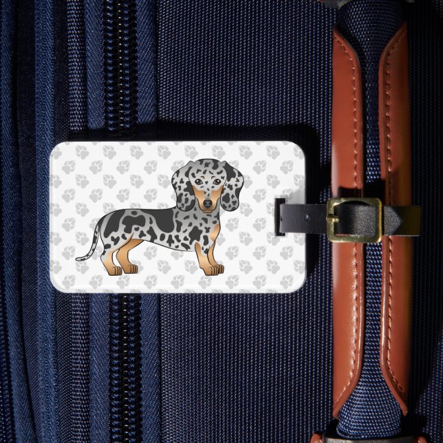 Étiquette À Bagage Manteau Lisse Noir Et Tan Dachshund Et Texte (Insitu Rectoal 4)
