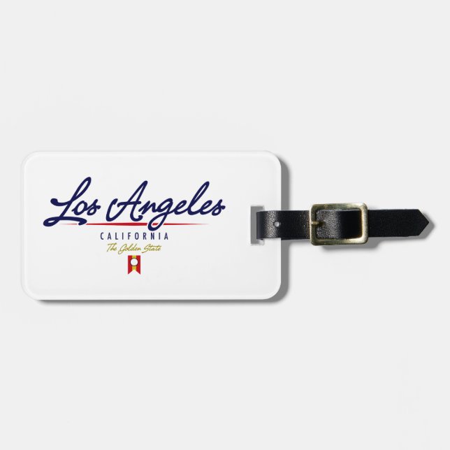 Étiquette À Bagage Manuscrit de Los Angeles (Devant horizontal)
