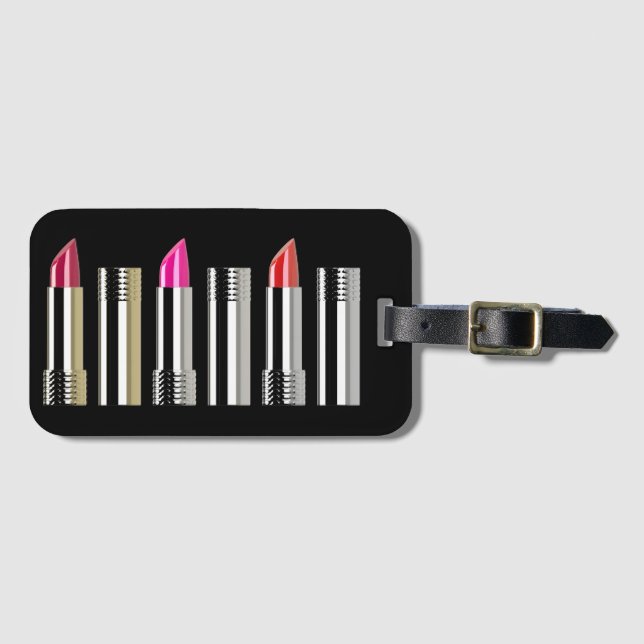 Étiquette À Bagage Maquillage cosmétique en bâtonnet à lèvres chrome  (Devant Horizontal)