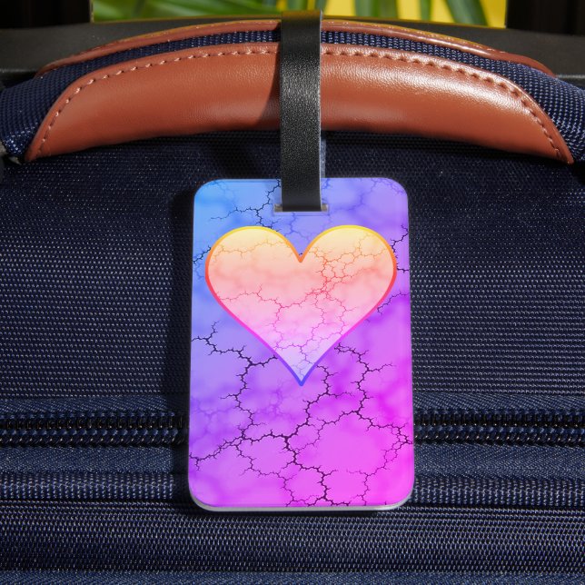 Étiquette À Bagage Marbre Coeur arc-en-ciel mignon (Verso Insitu 4)