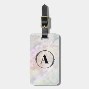 Étiquette À Bagage Marbre et dentelle de *~* + Monogramme de diamant