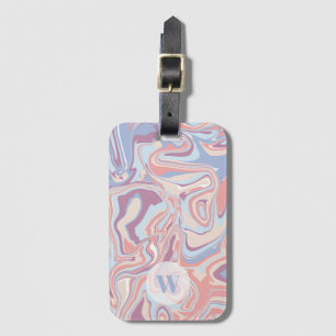 Étiquette À Bagage Marbre funky moderne Pastel violet Monogramme