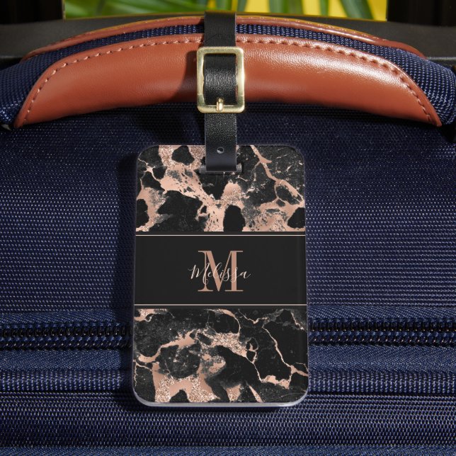 Étiquette À Bagage Marbre noir Rose or (Insitu Rectoal 2)