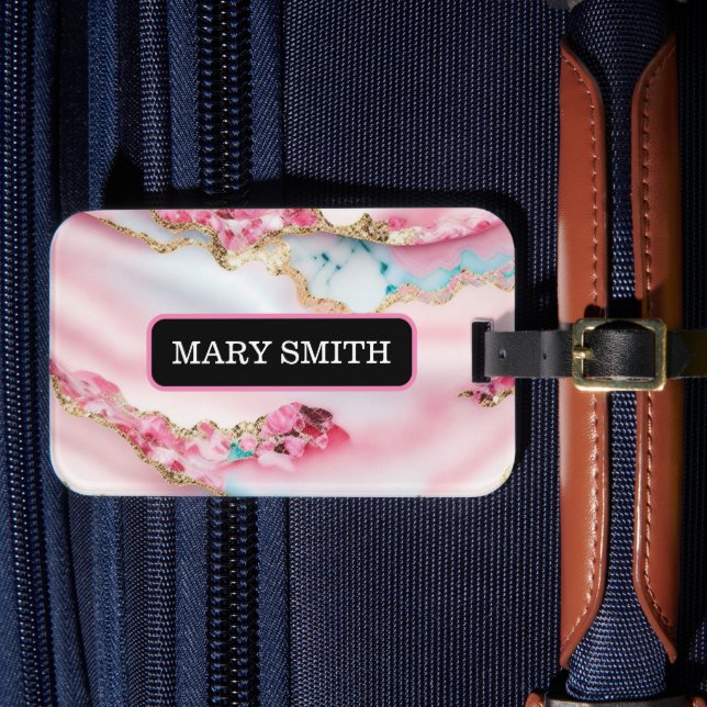 Étiquette À Bagage Marbre rose clair Agate Collection populaire (Insitu Rectoal 4)