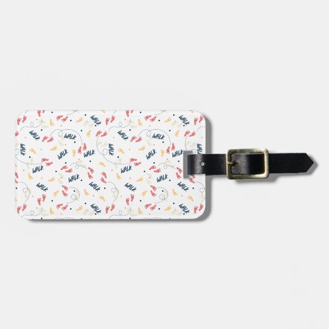 Étiquette À Bagage Marcher ensemble : Motif d'empreinte d'aventure (Devant horizontal)
