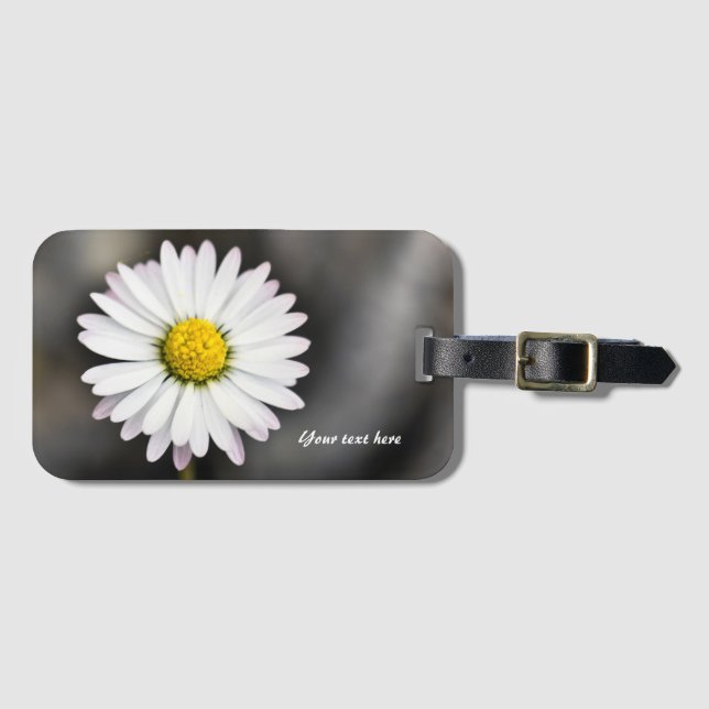 Étiquette À Bagage Marguerite sauvage blanche et jaune (Devant Horizontal)