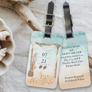 Étiquette À Bagage Mariage de destination bohème sur la plage avec ar