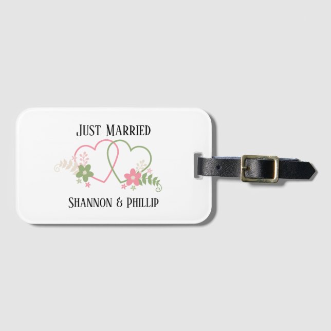 Étiquette À Bagage Marié avec des noms de mariée et de chambre  (Devant Horizontal)