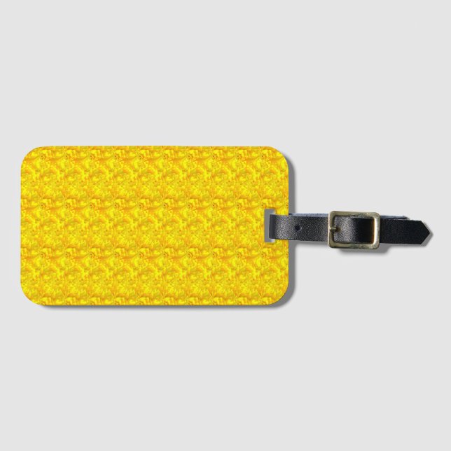 Étiquette À Bagage Marigold jaune Floral Motif sans joint (Devant Horizontal)