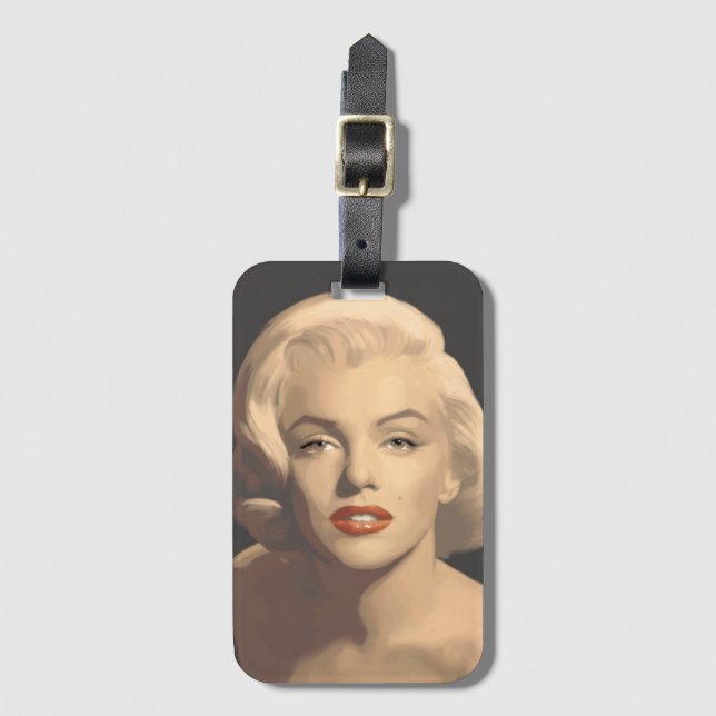 Étiquette À Bagage Marilyn grise graphique (Devant Vertical)