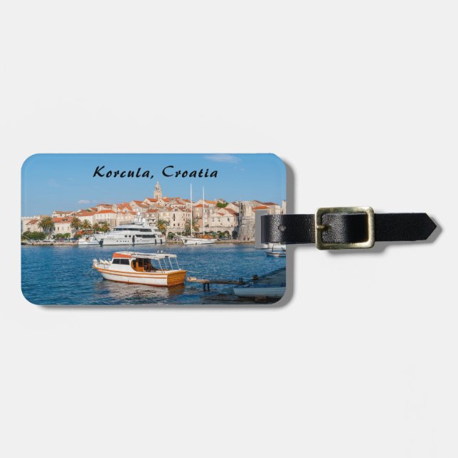 Étiquette À Bagage Marina de Korcula ville - Dalmatie, Croatie (Devant horizontal)