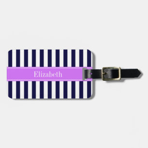 Étiquette À Bagage Marine Bleu Bleu Blancs Nom Lilac